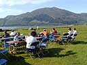 competitors relaxing at Wilfs Outdoor Catering....if they sit there much longer they're going to start looking suspiciously like tourists....