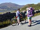 Race organiser Martin Stone greets a competitor as they arrive. Hope they're not carrying that pack all weekend....