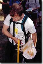 A competitor using the punching post