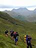 Approaching the end of a long climb, Beinn Sgritheall in the distance