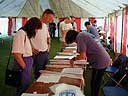 Competitors Eddie and Viv Nicholson register their arrival