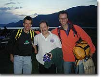 Pilot Eddie Speak poses with the Swiss pair as they arrive