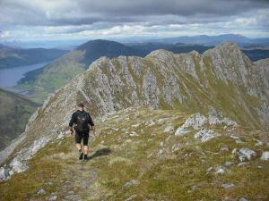 Descending Beinn Fhada west ridge