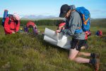 Competitors planning their attack on the score course. In the background is An Teallach – the elite course skirts around the back of the mountain.