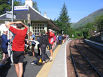 E and A competitiors at Glenfinnan station waiting for the train