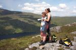 From a viewpoint above Loch Arkaig, Rosie Hogg and Tamsin Gay (D course) check out their next leg
