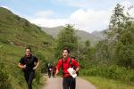 Racing down Glen Finnan towards the finish