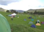 Early arrivals quickly had their tents up, but there is masses of room in the large, grassy field for everyone