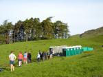 The 7.30am loo queue - but there was no waiting for the slit trenches