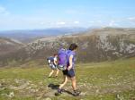 B team running off Glas Tulaichean with Beinn Iutharn Mor in the background