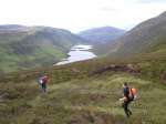 Running downhill from the shoulder of Beinn a' Ghlo with Loch Loch in the background. No, that's not a typo - it's really called that!