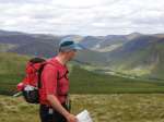 Nearing the finish - a glance down to the Dalmulzie Hotel and Gleann Taitneach, site of the Day 1 starts