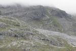 Looking back at the cliff foot B/C control site below Mullach an Leathaid Riabhaich