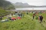 Approaching the final bridge control and mid camp at Glencoul