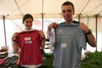 Kerstin and James Leslie, doing their first mountain marathon, try the LAMM T-shirts for size