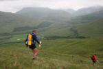 Heading downhill towards the event centre, where the marquee and tents can be seen below