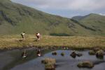 Passing the first D control site with Beinn an Dothaidh and Beinn Achaladar in the background