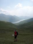 Day 1 D Course: Looking down to  Loch Lyon from Meall Buidhe between checkpoints 5 and 6