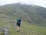 Nic Greenway setting the pace past the northern corrie of Beinn Heasgarnich: D course Sunday