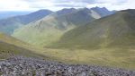 Climbing Beinn Eunaich, looking back southwest towards Beinn a'Bhuiridh on the left and Ben Cruachan towards the right of the photo