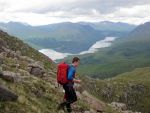 Descending Meall nan Each, Loch Etive behind. C course, Day 1