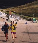 Jo and Katy arrive at Cairngorm carpark in triumphant mood